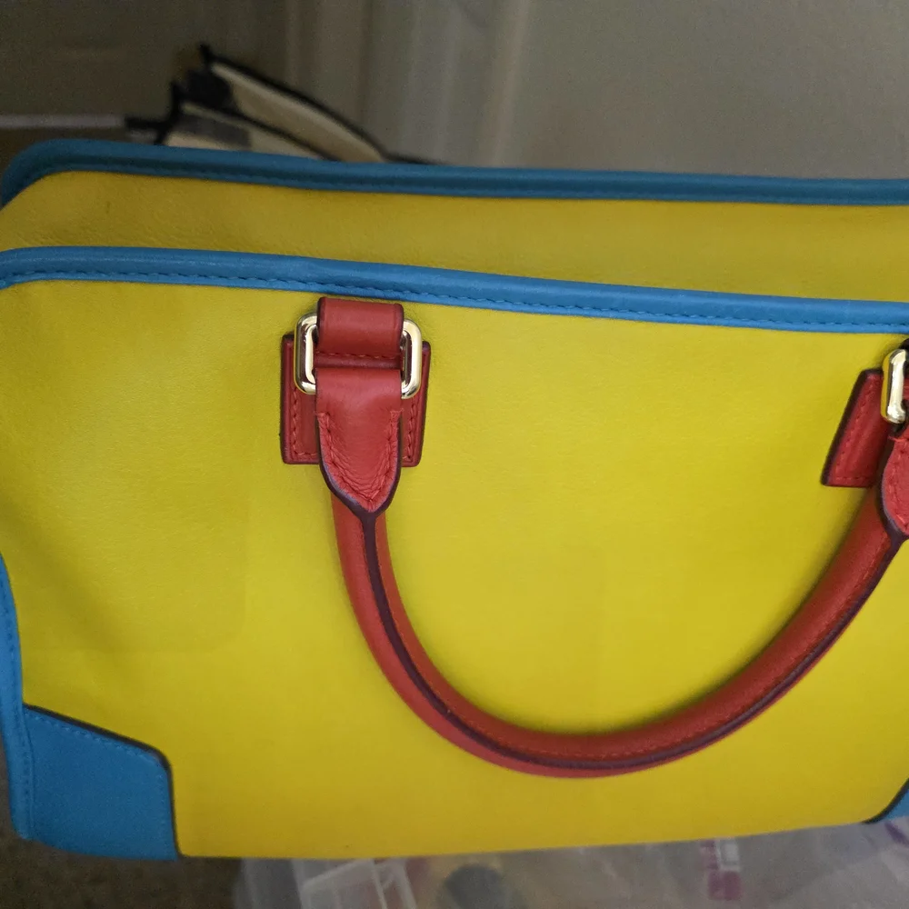Vibrant Yellow and Blue Satchel with Red Details - Picture 5 of 16